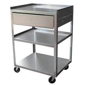Ideal Cart, Stainless Steel, 3 Shelf with Drawer