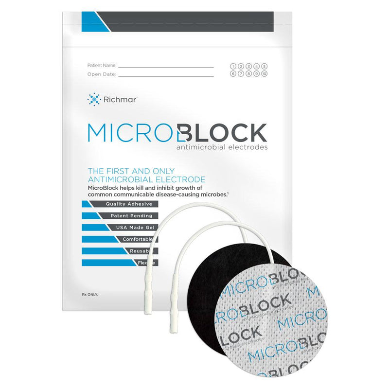 Richmar® MicroBlock Antimicrobial Electrodes 2" Round Cloth 4/Pack