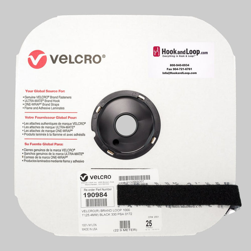 Velcro Loop 1"x25yd Black